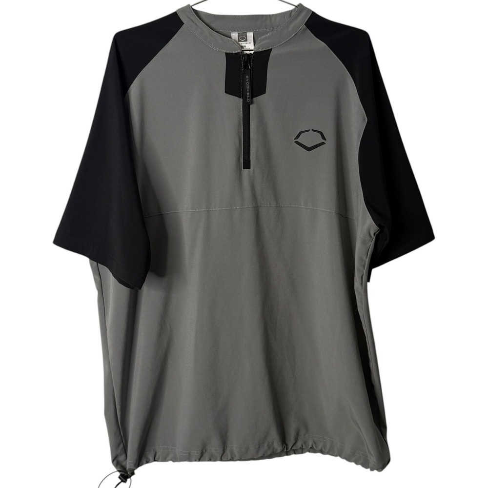 EvoShield‎ Mens Large Impak Gray Black Quarter Zip SS Baseball Cage Jacket